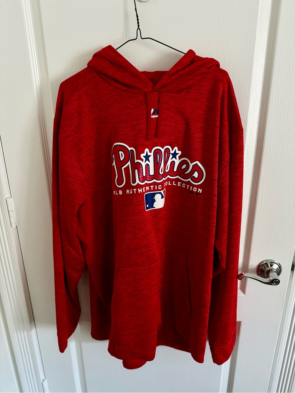 MLB Phillies Authentic Red Pullover Hoodie with Front Script Logo XL